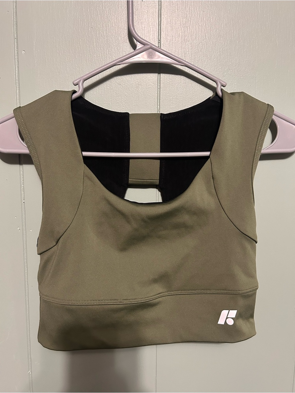 Olive Green Sleeveless Scoop-Back Performance Bodysuit
